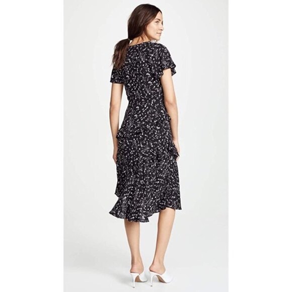 Joie Orita Ruffle Printed Dress in Caviar Black Floral, Size 6 - Picture 5 of 16